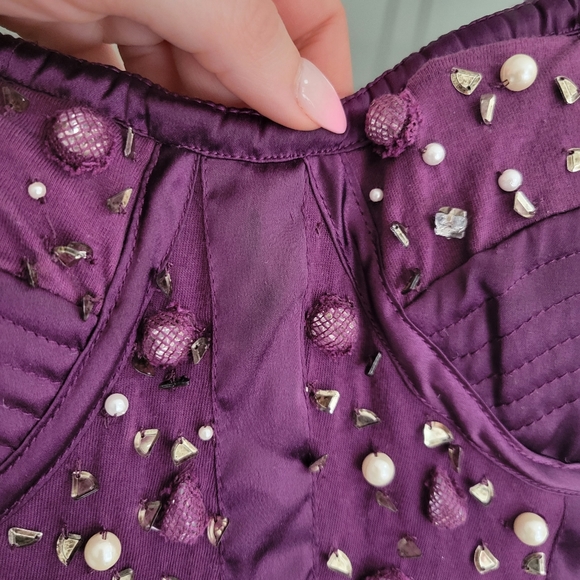 Free People Purple Tulle Dress with Beaded Satin Bodice Size Medium - Picture 9 of 13